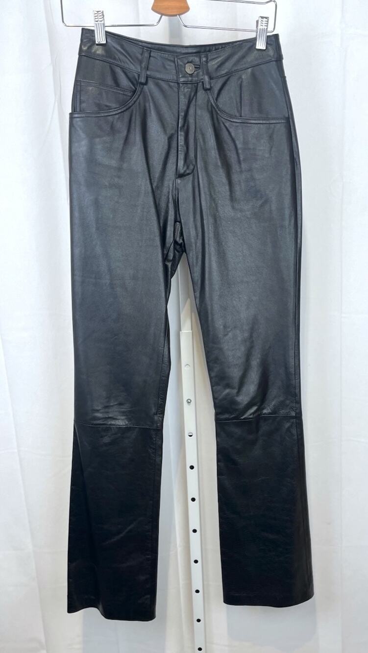 WILSONS Leather Maxima Pants Zip Fly Flat Front Five Pocket Lined Black Size 4